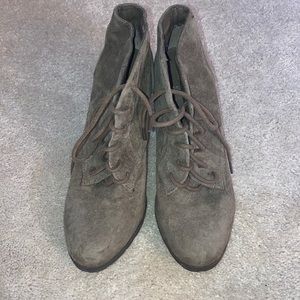 Lace Up Suede Bootie/Heel